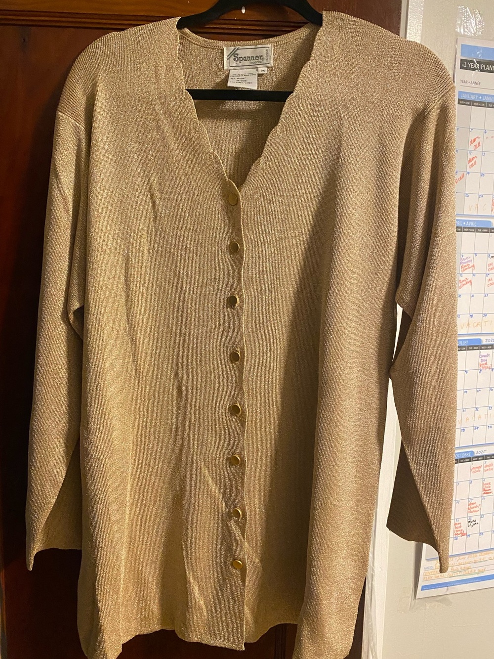SPANNER Metallic Beige-Gold Knit Cardigan